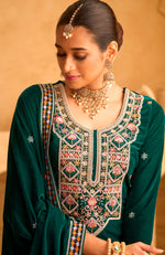 Thumbnail for Aastha Fashion Green Velvet Glamorous Festival Wear Pakistani Suit