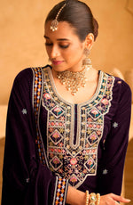 Thumbnail for Aastha Fashion Purple Velvet Glamorous Festival Wear Pakistani Suit