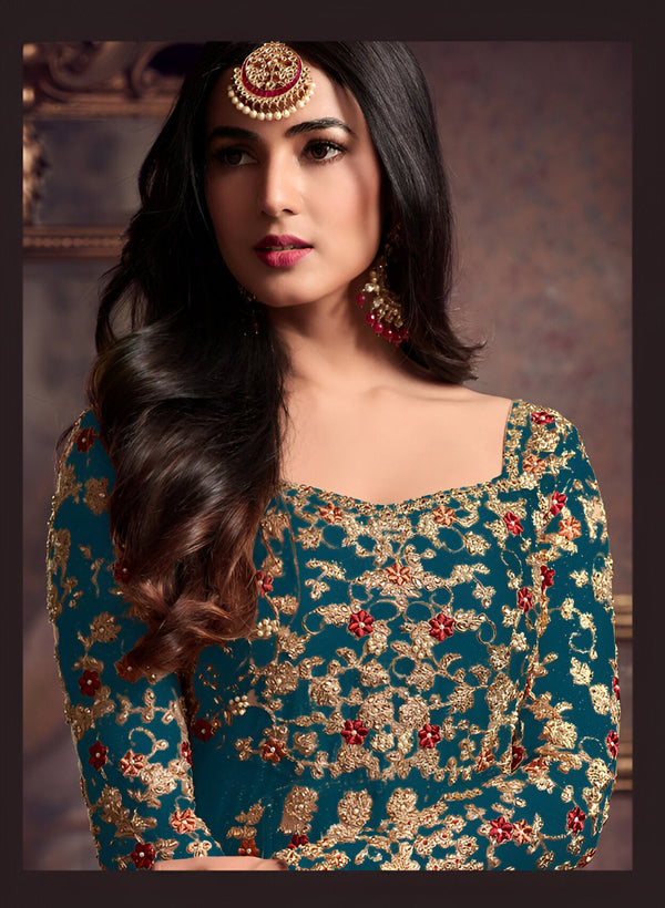 Aastha Fashion Turquoise Heavy Net Glamorous Festival Wear Suit