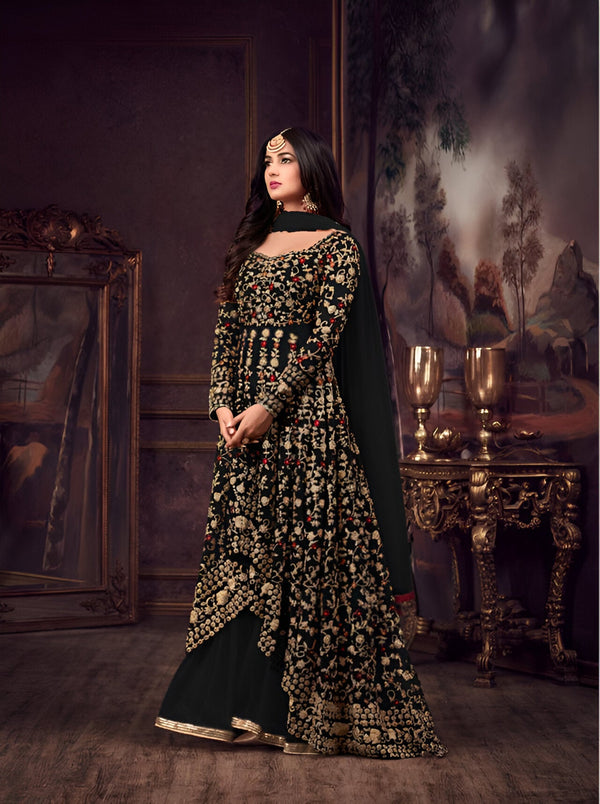 Aastha Fashion Black Heavy Net Glamorous Festival Wear Suit