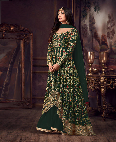 Aastha Fashion Green Heavy Net Glamorous Festival Wear Suit