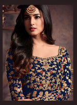 Thumbnail for Aastha Fashion Blue Heavy Net Glamorous Festival Wear Suit