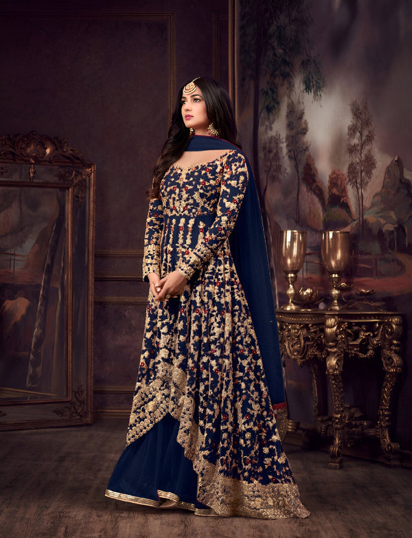 Aastha Fashion Blue Heavy Net Glamorous Festival Wear Suit