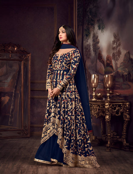 Aastha Fashion Blue Heavy Net Glamorous Festival Wear Suit