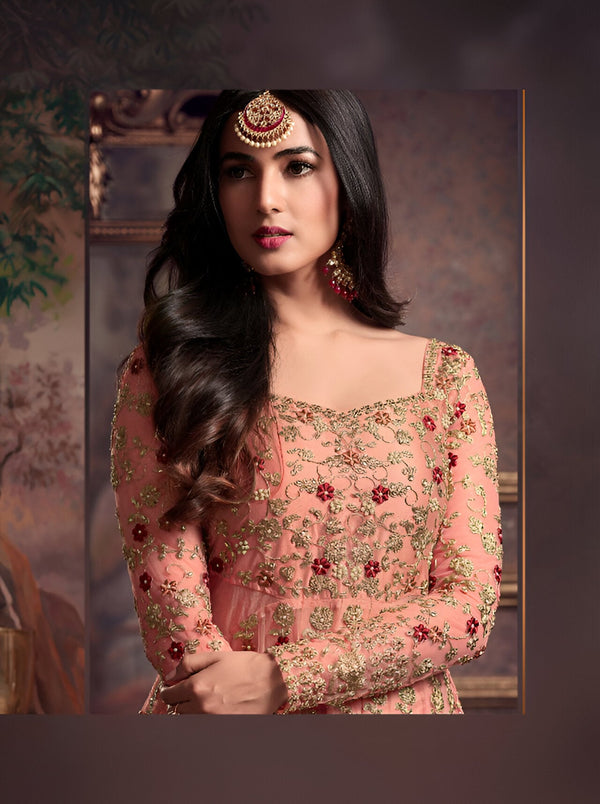 Aastha Fashion Peach Heavy Net Glamorous Festival Wear Suit