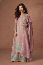 Thumbnail for Aastha Fashion Peach Heavy PV Vichitra Glamorous Festival Wear Suit