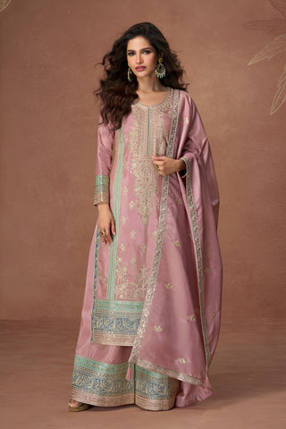 Aastha Fashion Peach Heavy PV Vichitra Glamorous Festival Wear Suit