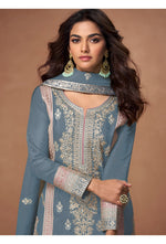 Thumbnail for Aastha Fashion Grey Heavy PV Vichitra Glamorous Festival Wear Suit