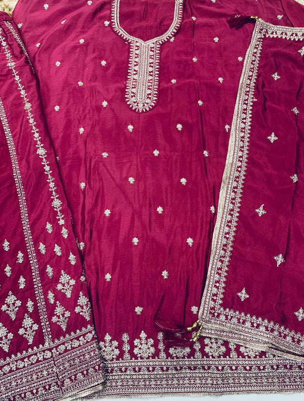 Aastha Fashion Magenta Heavy Chinnon Glamorous Festival Wear Suit