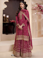 Thumbnail for Aastha Fashion Magenta Heavy Chinnon Glamorous Festival Wear Suit