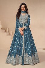 Thumbnail for Aastha Fashion Grey Heavy Chinnon Glamorous Festival Wear Suit