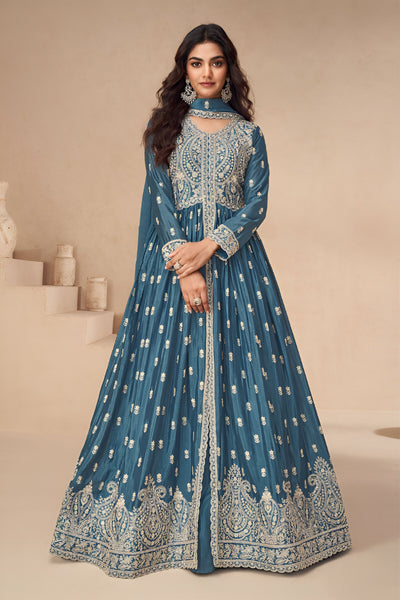 Aastha Fashion Grey Heavy Chinnon Glamorous Festival Wear Suit
