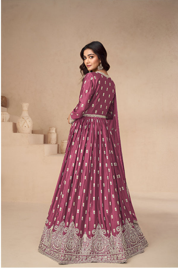 Aastha Fashion Magenta Heavy Chinnon Glamorous Festival Wear Suit