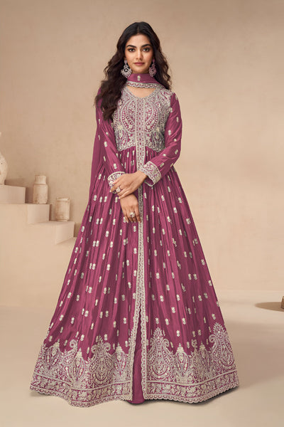 Aastha Fashion Magenta Heavy Chinnon Glamorous Festival Wear Suit