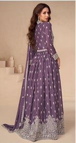 Thumbnail for Aastha Fashion Purple Heavy Chinnon Glamorous Festival Wear Suit