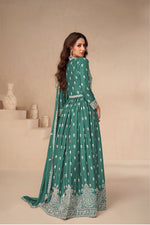 Thumbnail for Aastha Fashion Green Heavy Chinnon Glamorous Festival Wear Suit