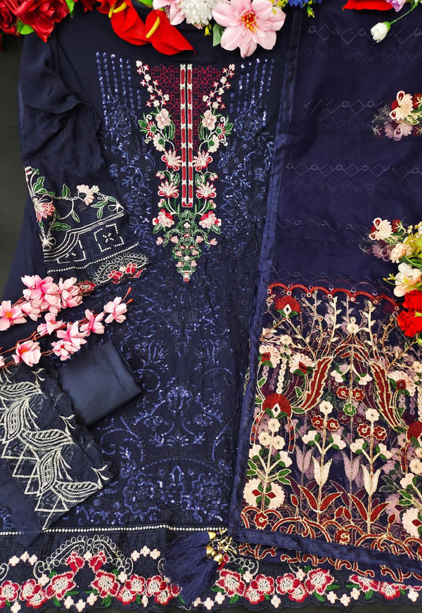 Aastha Fashion Blue Fox Georgette Glamorous Festival Wear Suit
