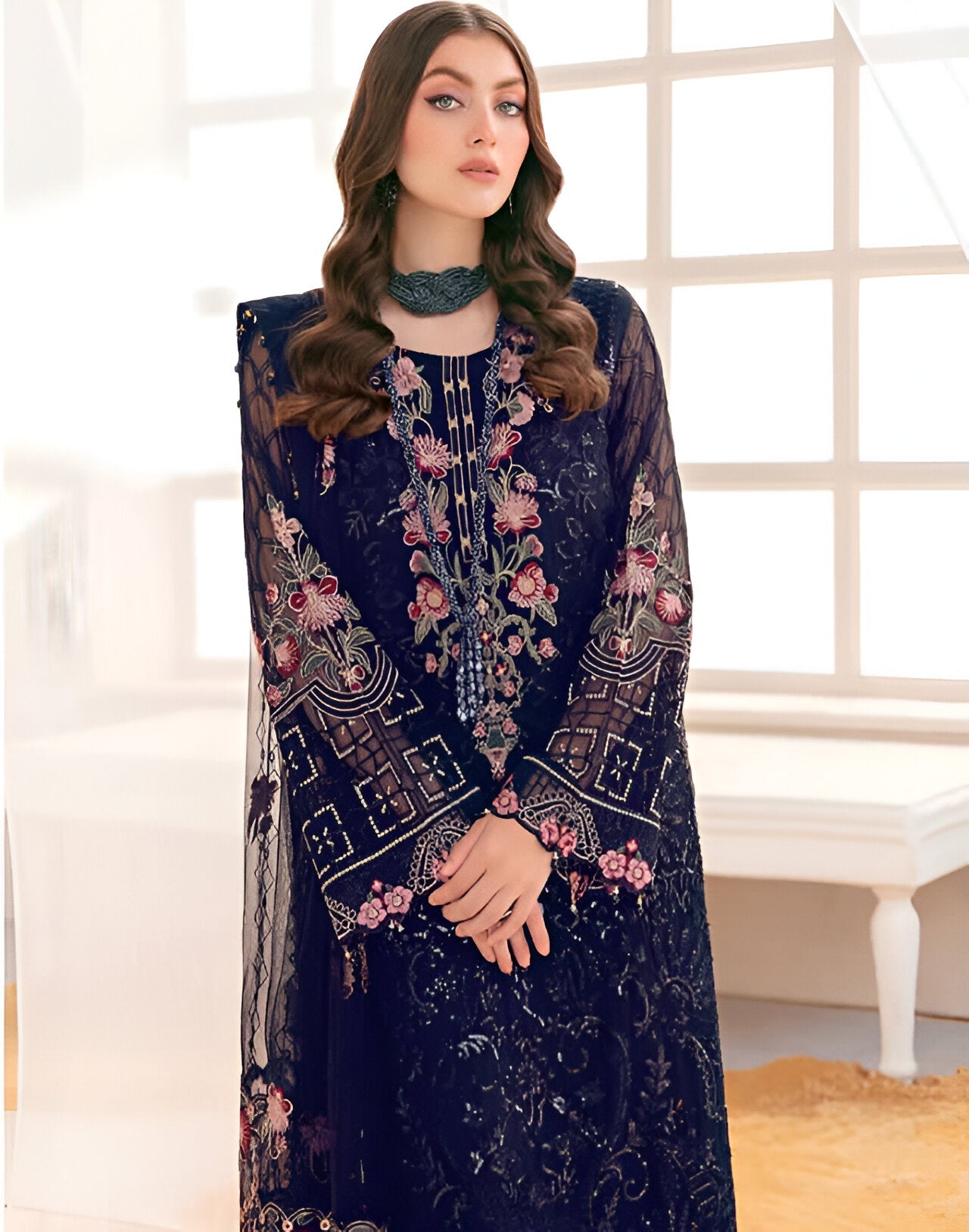 Aastha Fashion Blue Fox Georgette Glamorous Festival Wear Suit