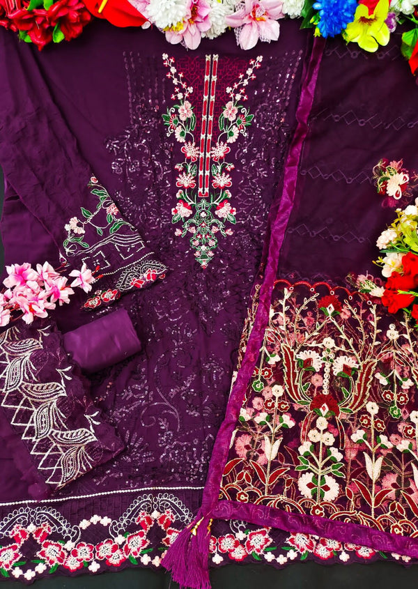 Aastha Fashion Purple Fox Georgette Glamorous Festival Wear Suit