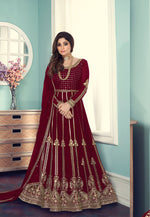 Thumbnail for Aastha Fashion Maroon Georgette Glamorous Festival Wear Suit