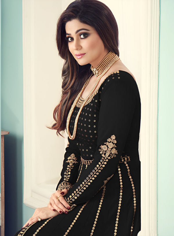 Aastha Fashion Black Georgette Glamorous Festival Wear Suit