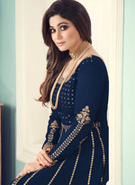 Thumbnail for Aastha Fashion Navy Blue Georgette Glamorous Festival Wear Suit
