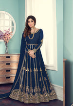 Thumbnail for Aastha Fashion Navy Blue Georgette Glamorous Festival Wear Suit
