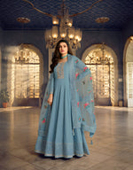 Thumbnail for Aastha Fashion Blue Dola Silk Glamorous Festival Wear Suit