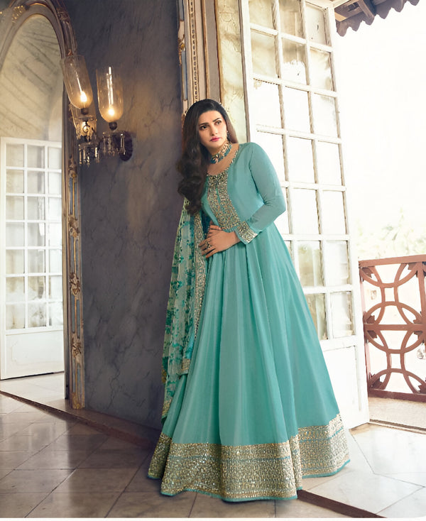 Aastha Fashion See Green Dola Silk Glamorous Festival Wear Suit