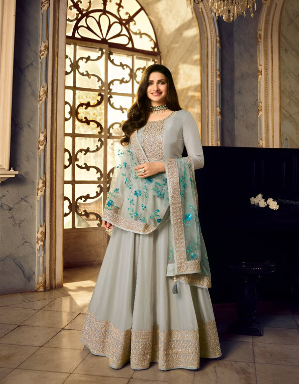 Aastha Fashion Grey Dola Silk Glamorous Festival Wear Suit