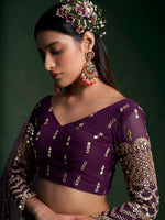 Thumbnail for Aastha Fashion Wine Georgette Zari Sequence Mirror work Glamorous Festival Lehenga Choli