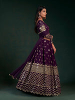 Thumbnail for Aastha Fashion Wine Georgette Zari Sequence Mirror work Glamorous Festival Lehenga Choli
