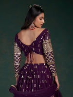 Thumbnail for Aastha Fashion Wine Georgette Zari Sequence Mirror work Glamorous Festival Lehenga Choli