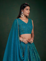 Thumbnail for Aastha Fashion Blue Georgette Sequence work Glamorous Festival Lehenga Choli