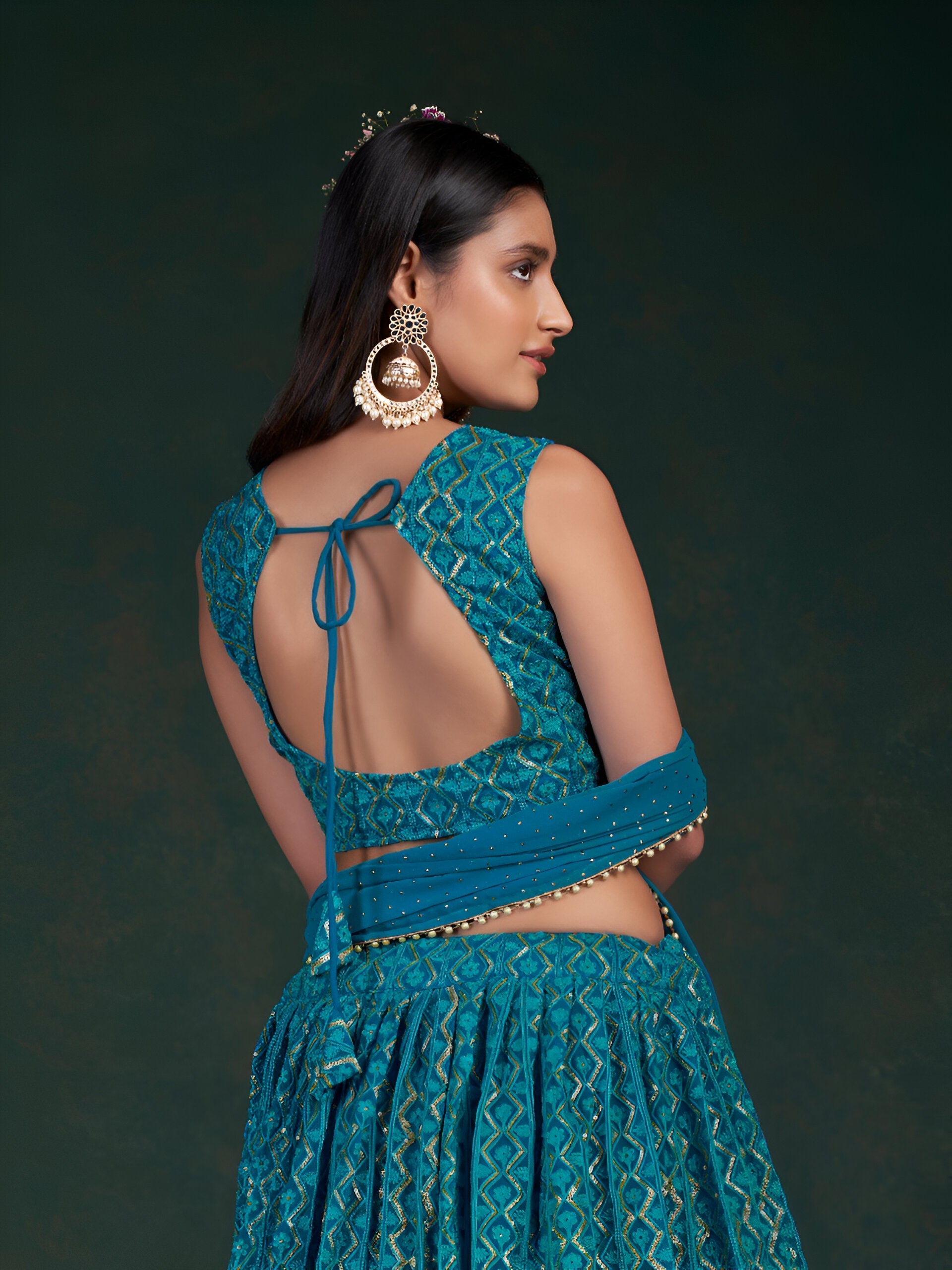 Aastha Fashion Blue Georgette Sequence work Glamorous Festival Lehenga Choli