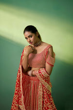 Thumbnail for Aastha Fashion Red Georgette Embroidery, Sequence Glamorous Festival Lehenga Choli