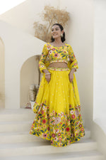 Thumbnail for Aastha Fashion Yellow Organza Embroidery, Sequence Glamorous Festival Lehenga Choli