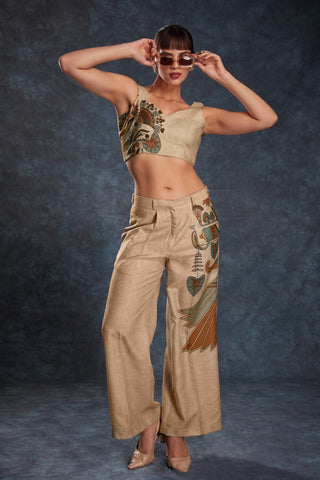 Aastha Fashion Brown Linen Heavy Designer Party Wear Co-Ord Set