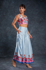 Thumbnail for Aastha Fashion Sky Blue Satin Heavy Designer Party Wear Co-Ord Set