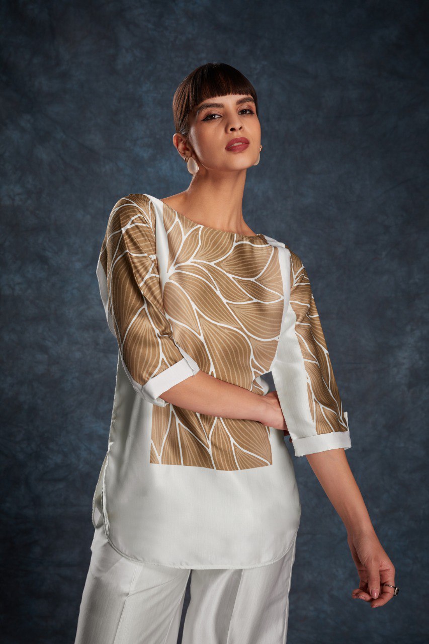 Aastha Fashion White Linen Satin Heavy Designer Party Wear Co-Ord Set