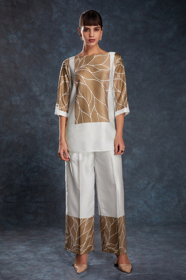 Aastha Fashion White Linen Satin Heavy Designer Party Wear Co-Ord Set