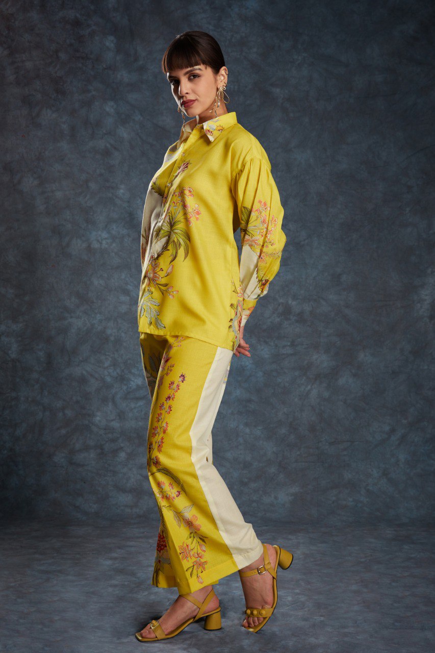 Aastha Fashion Yellow Linen Heavy Designer Party Wear Co-Ord Set