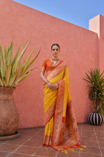 Thumbnail for Aastha Fashion Yellow Soft Banarasi Silk Weaving Border And Rich Zari Woven Saree