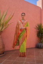 Thumbnail for Aastha Fashion Parrot Green Soft Banarasi Silk Weaving Border And Rich Zari Woven Saree