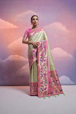 Thumbnail for Aastha Fashion Pista Pista Soft Banarasi Silk Combination Of Kanjivaram Weaving Texture Saree