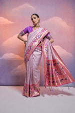 Thumbnail for Aastha Fashion Purple Purple Soft Banarasi Silk Combination Of Kanjivaram Weaving Texture Saree