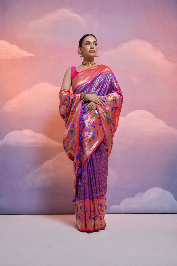 Aastha Fashion Royal Blue Soft Banarasi Silk Combination Of Kanjivaram Weaving Texture Saree