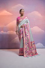 Thumbnail for Aastha Fashion Sea Green Soft Banarasi Silk Combination Of Kanjivaram Weaving Texture Saree