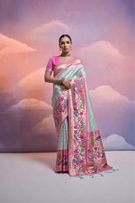 Thumbnail for Aastha Fashion Sea Green Soft Banarasi Silk Combination Of Kanjivaram Weaving Texture Saree