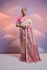 Thumbnail for Aastha Fashion White White Soft Banarasi Silk Combination Of Kanjivaram Weaving Texture Saree